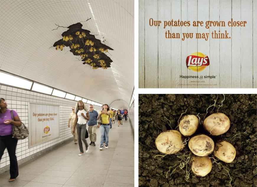 ポテトチップスの屋外広告。皆さんが思うより身近なところで育ってます。とありますが、まさかこんなところで（笑）＜カナダ＞